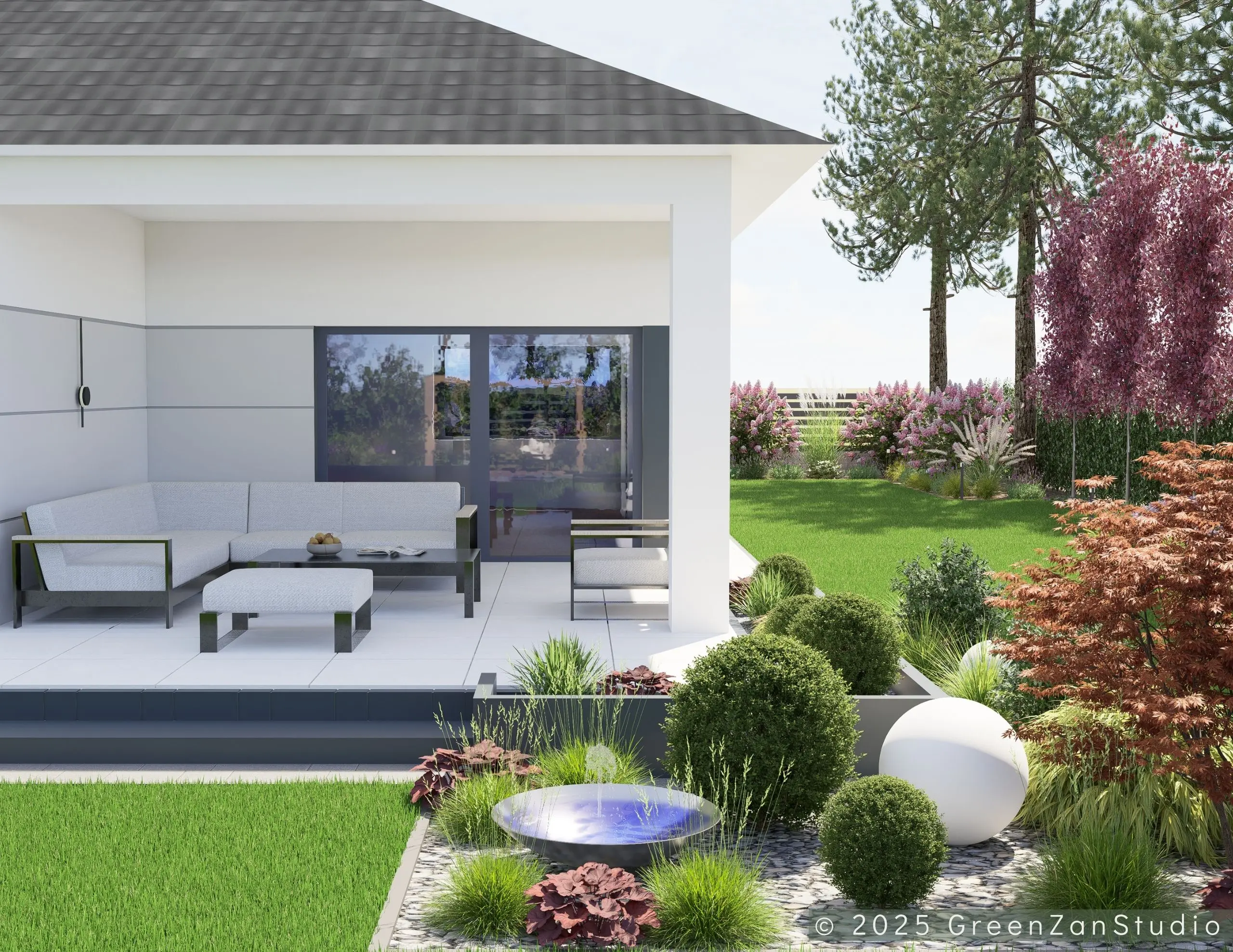 Nowoczesny ogród leśny gmina Żabia Wola